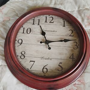 London Style Red and Black Wall Clock Rustic Decor
